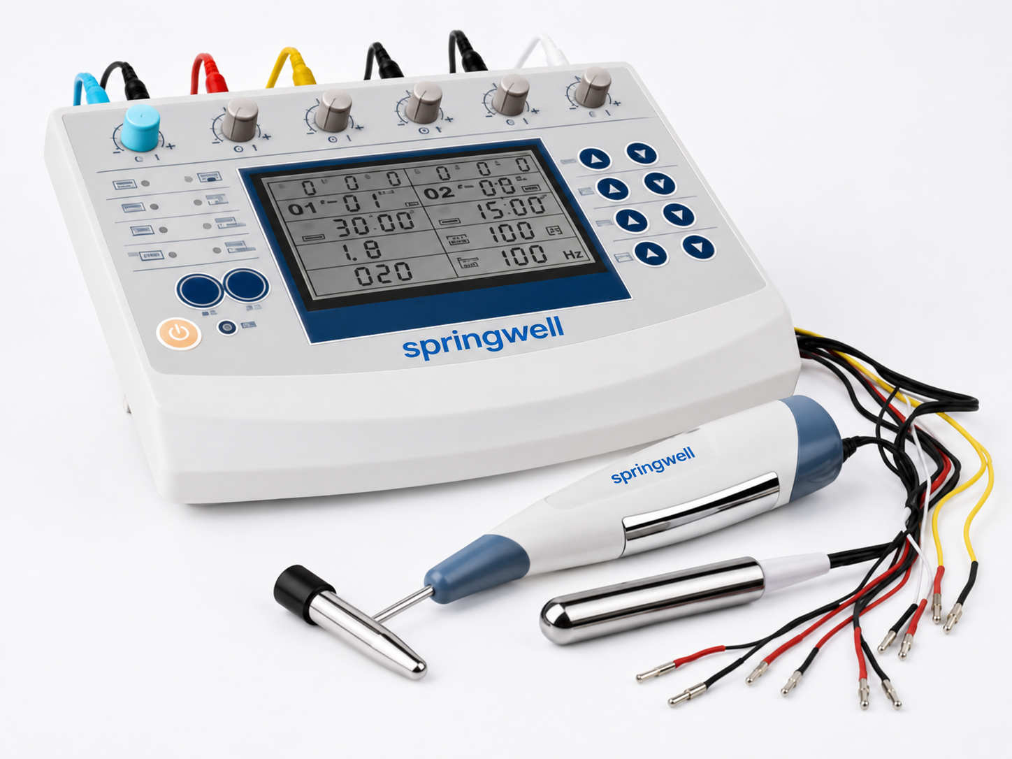 Electroacupuncture device with leads and handheld applicators